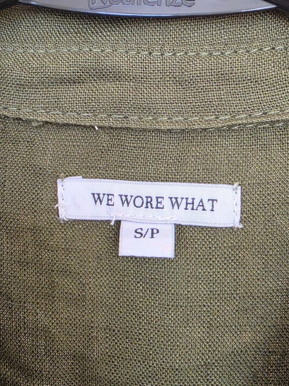 WeWoreWhat Olive Green Linen Utility Jumpsuit with Gold Hardware Size S - Picture 7 of 11